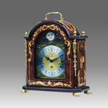 Mantel clock, Art.321/2 Walnut root inlay with moon-phase dial - Westminster melody with on rod gong